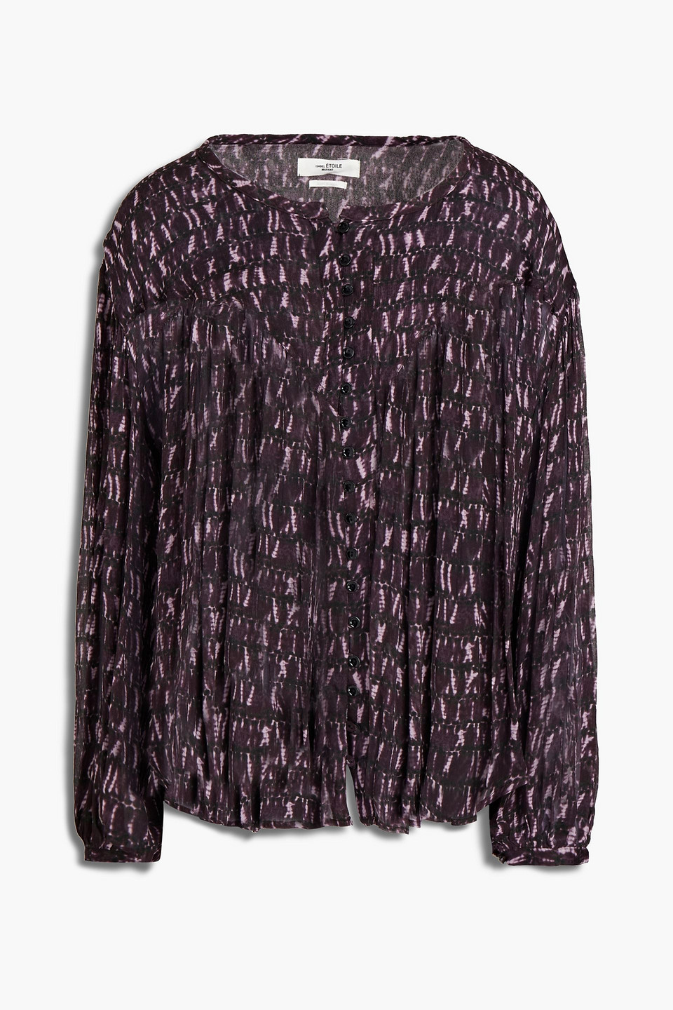 Isabel Marant Étoile Oversized Gathered Tie-dyed Crepon Blouse In Dark Purple