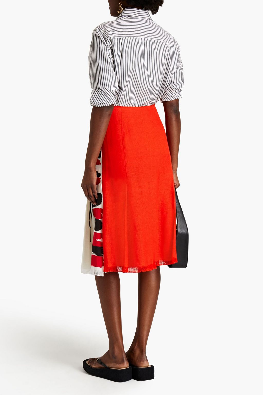 MARNI Frayed painted gauze wrap skirt