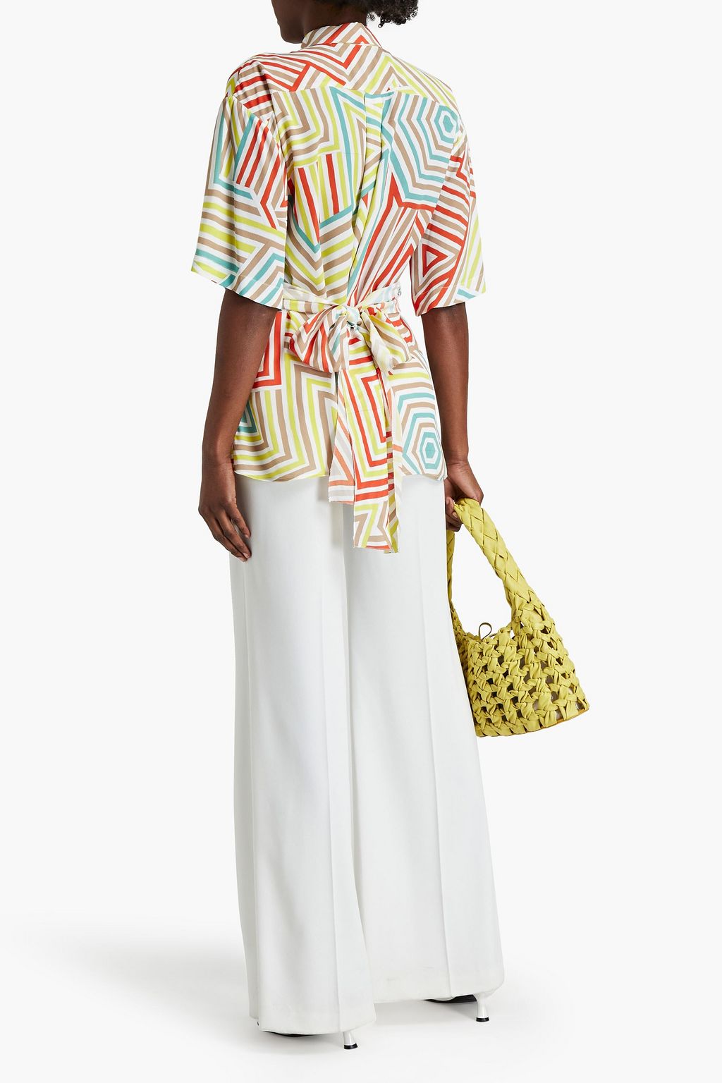 M MISSONI Tie-back printed georgette shirt