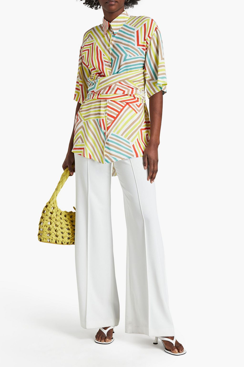 M MISSONI Tie-back printed georgette shirt