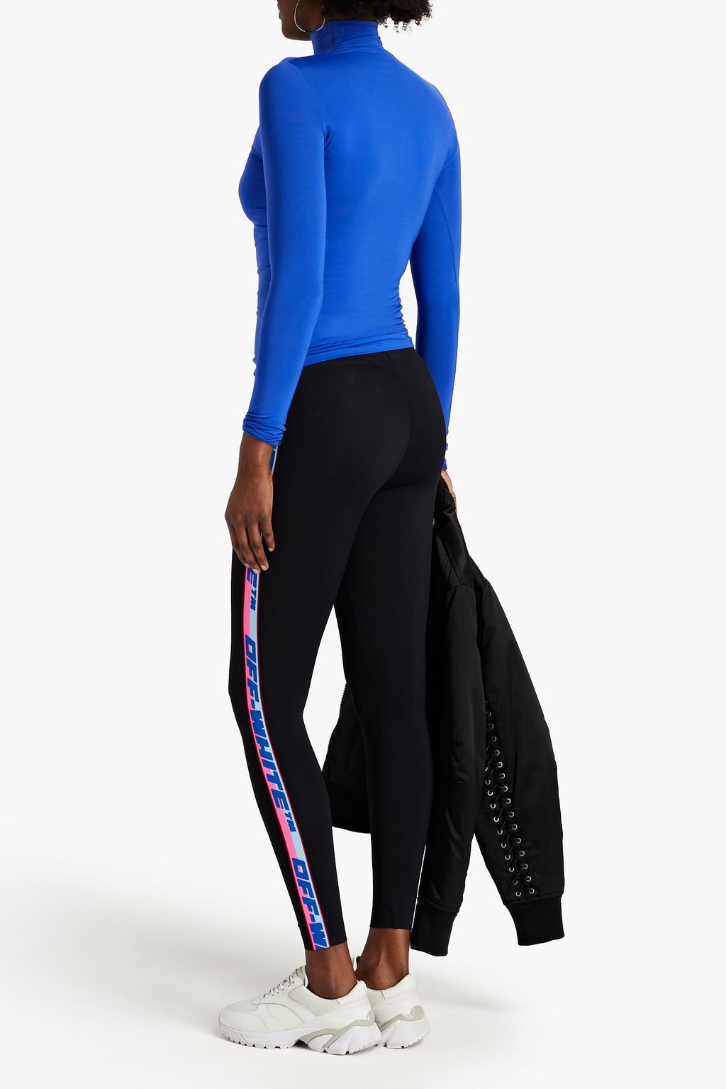 OFF-WHITE™ Logo jacquard-trimmed stretch-jersey leggings