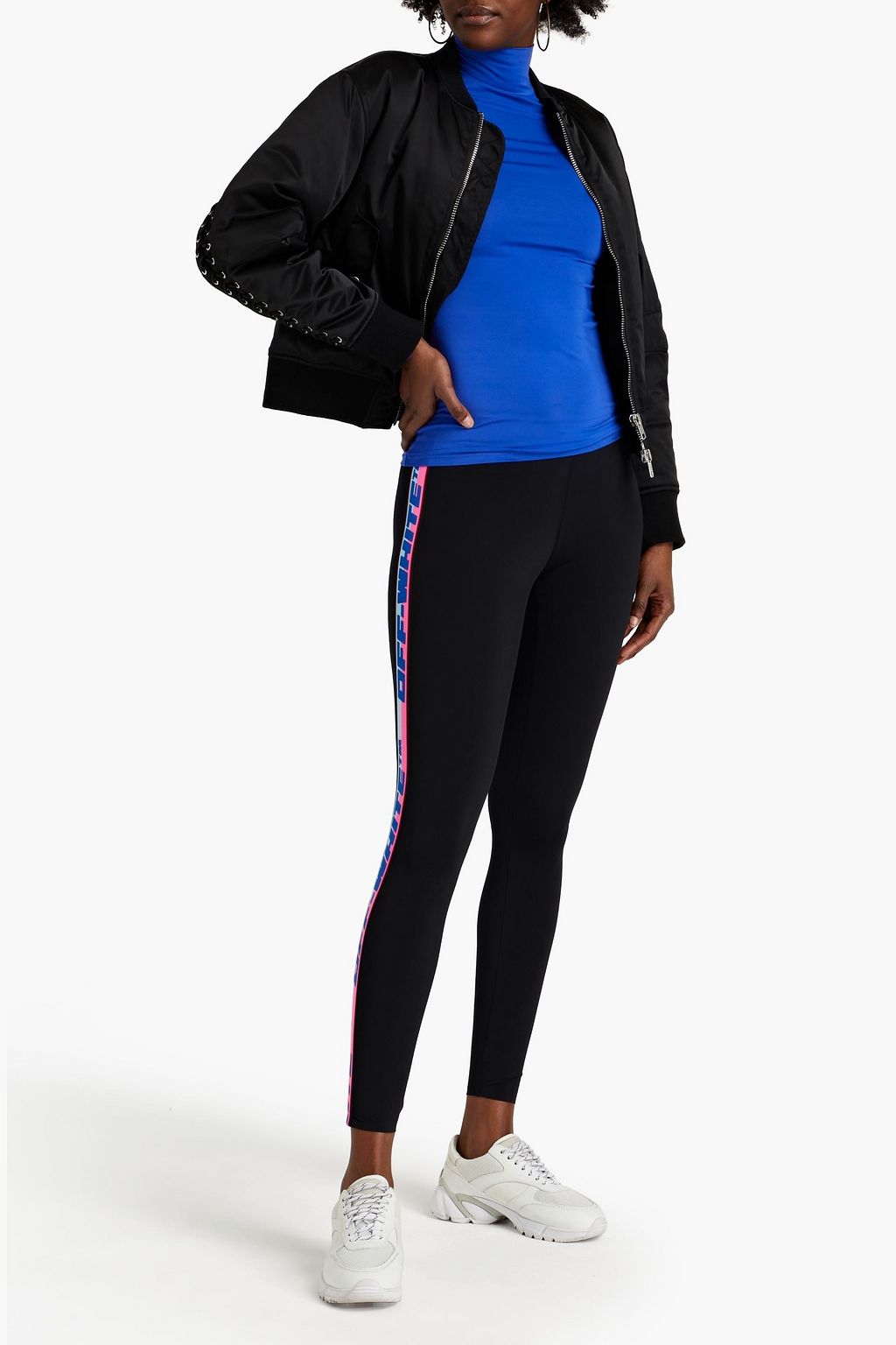 OFF-WHITE™ Logo jacquard-trimmed stretch-jersey leggings