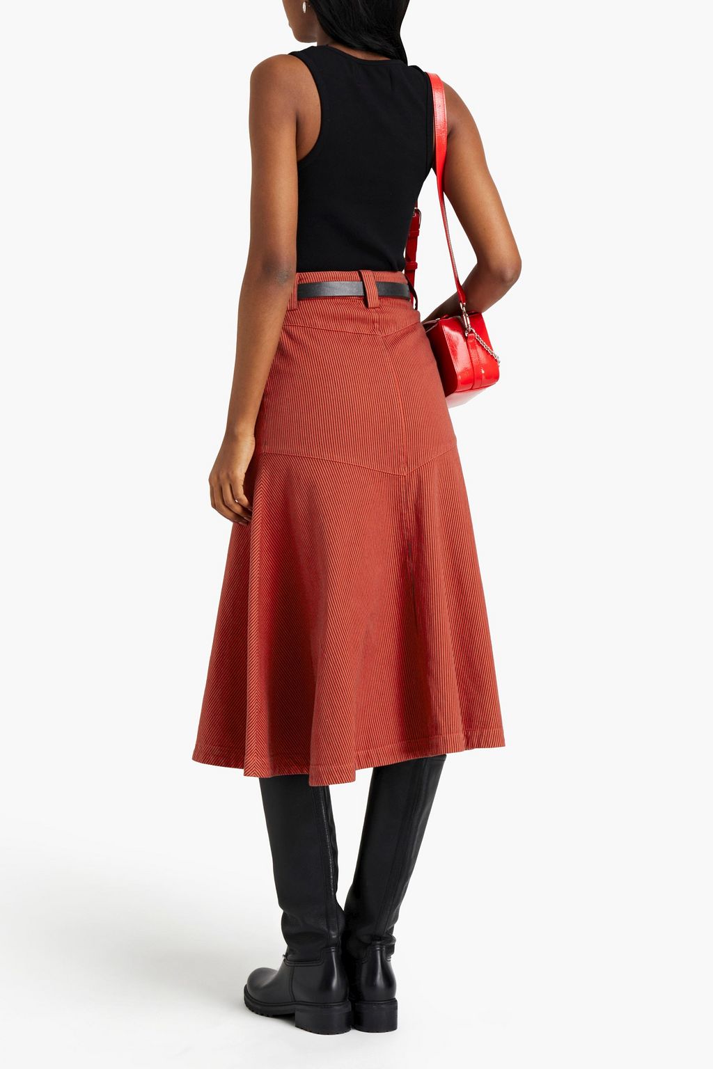 KENZO Striped cotton-twill midi skirt