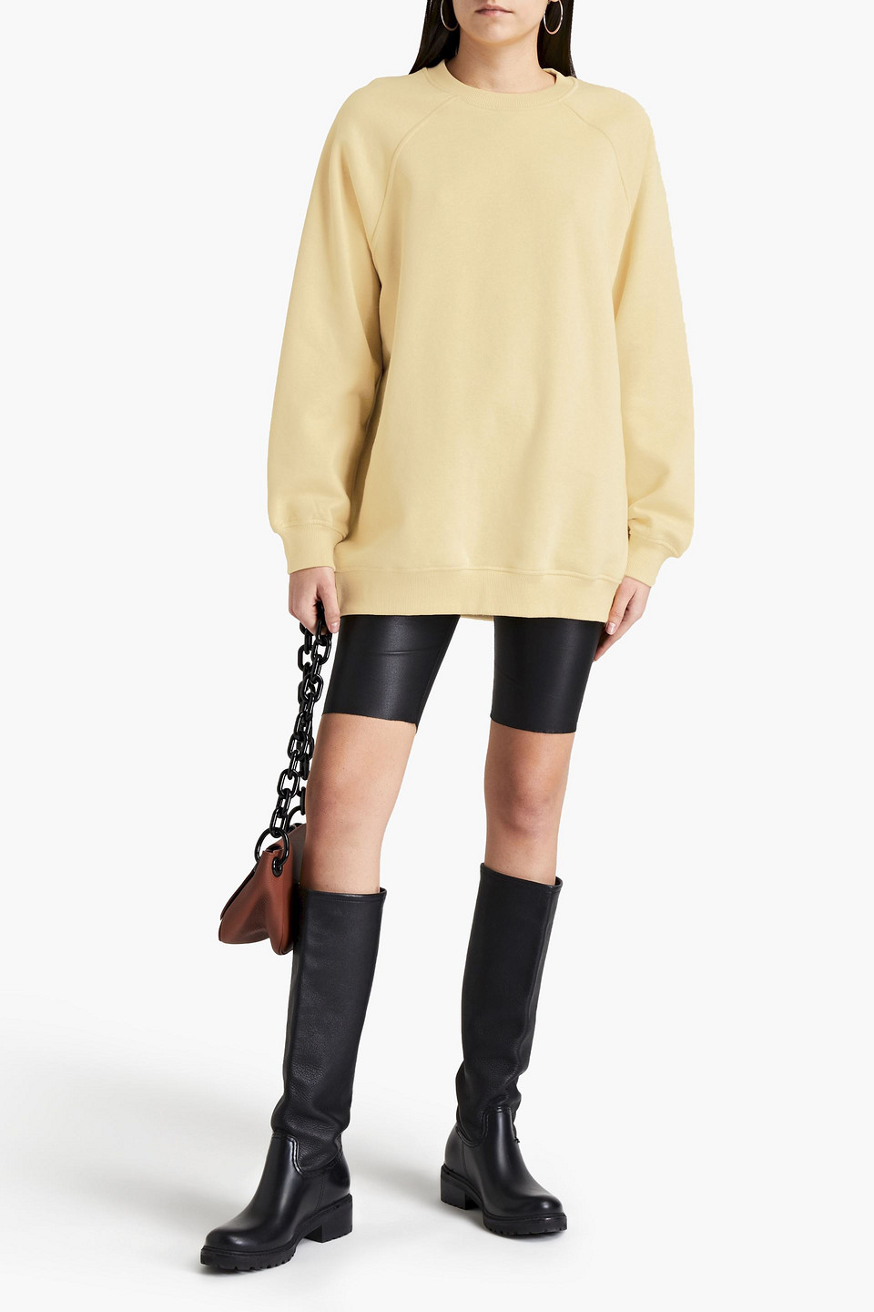 Samsoe & Samsoe Adelphine Organic Cotton-blend Fleece Sweatshirt In Pastel Yellow