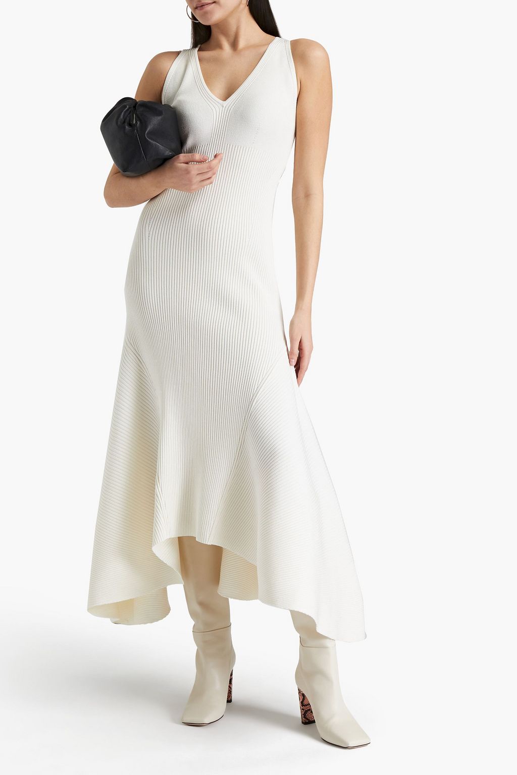 AMI ALEXANDRE MATTIUSSI Draped ribbed-knit midi dress