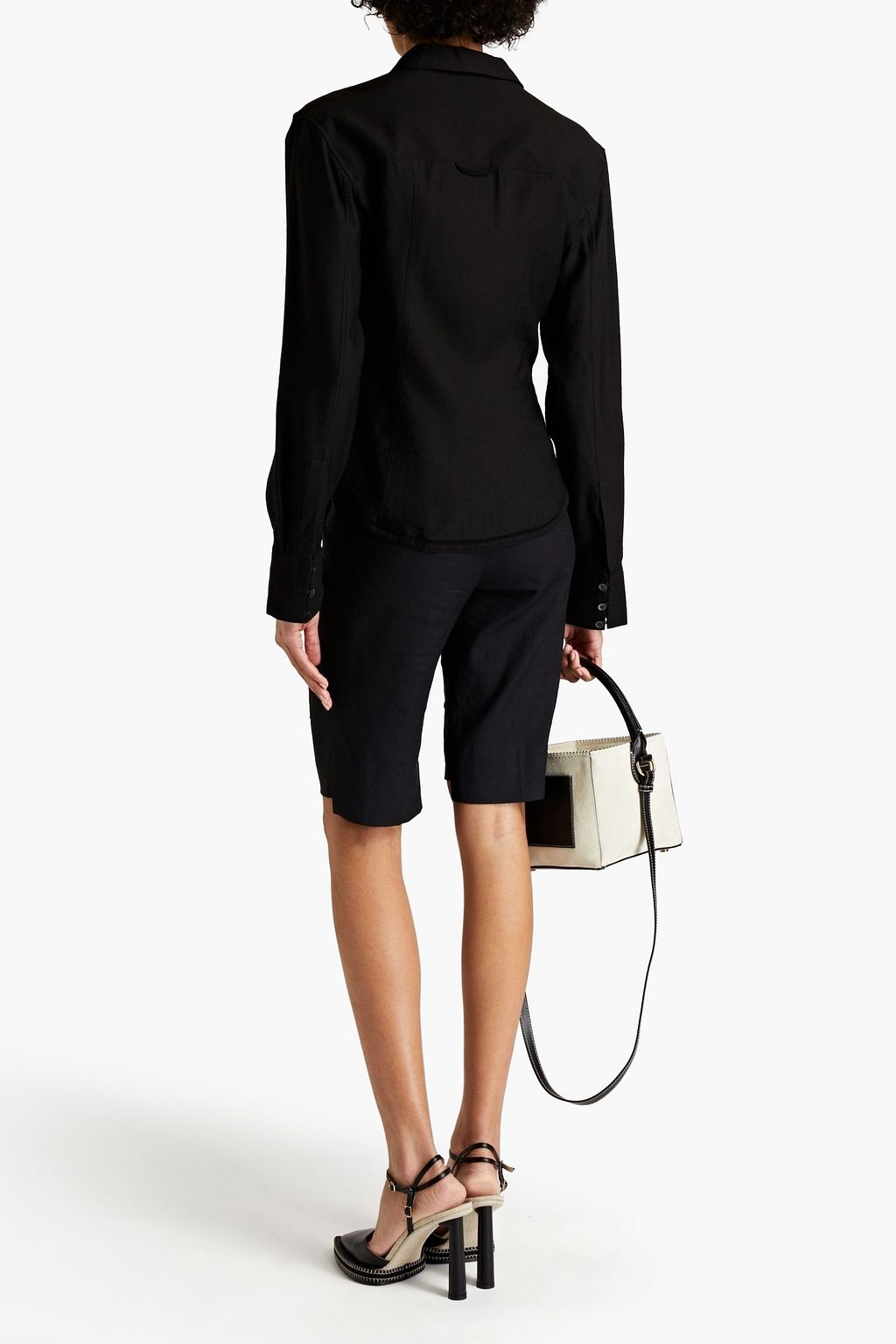 JACQUEMUS La Chemise Nappe cutout lattice-trimmed twill shirt