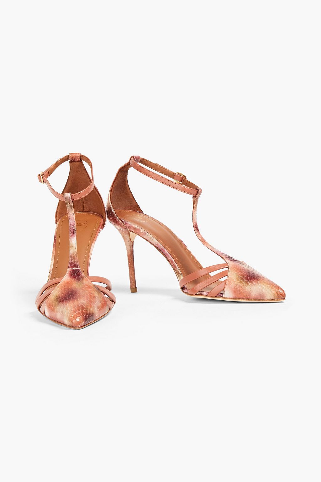 MALONE SOULIERS Ila printed snake-effect leather point-toe flats