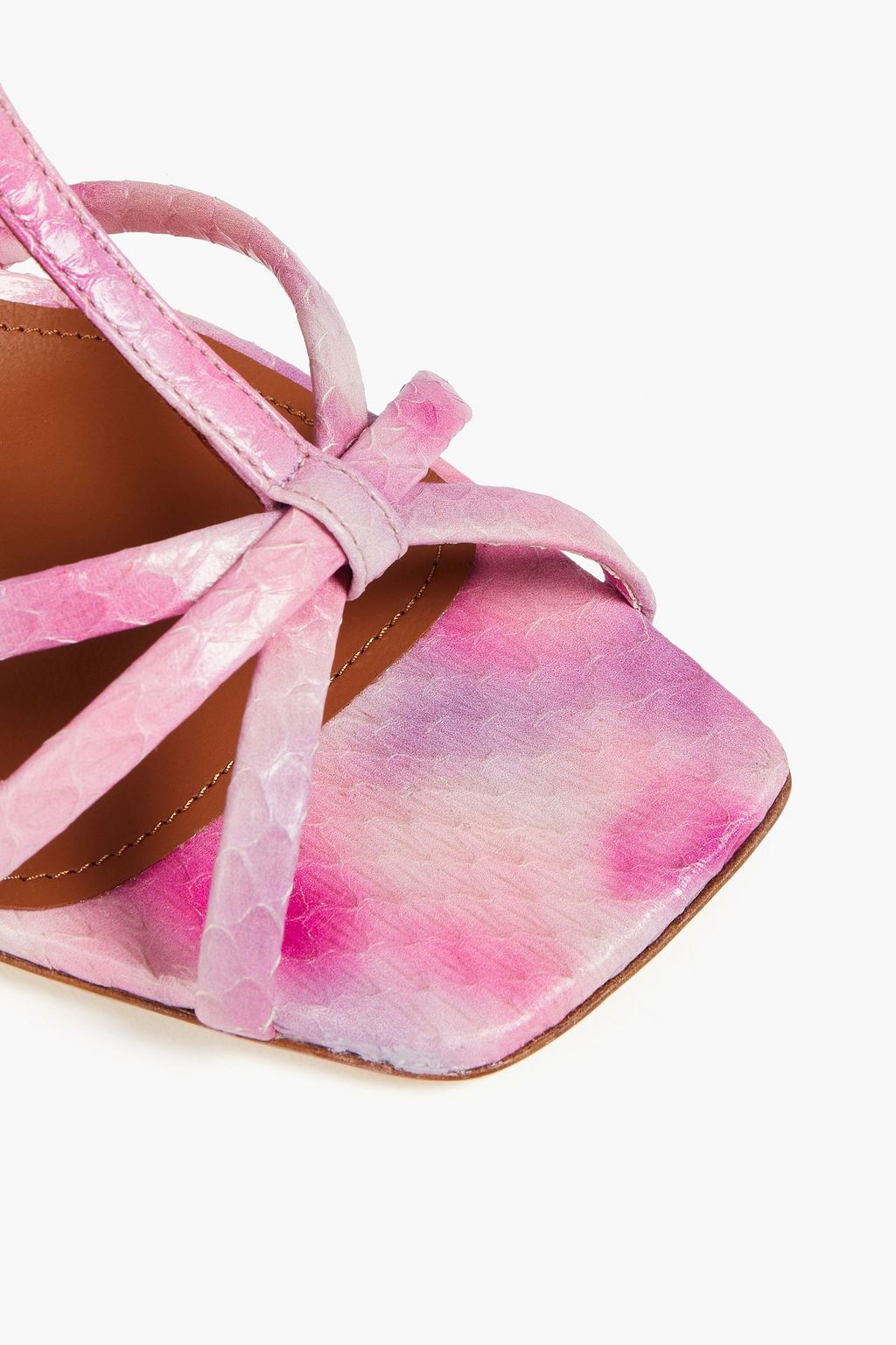 MALONE SOULIERS Ines 85 leather-trimmed printed elaphe mules
