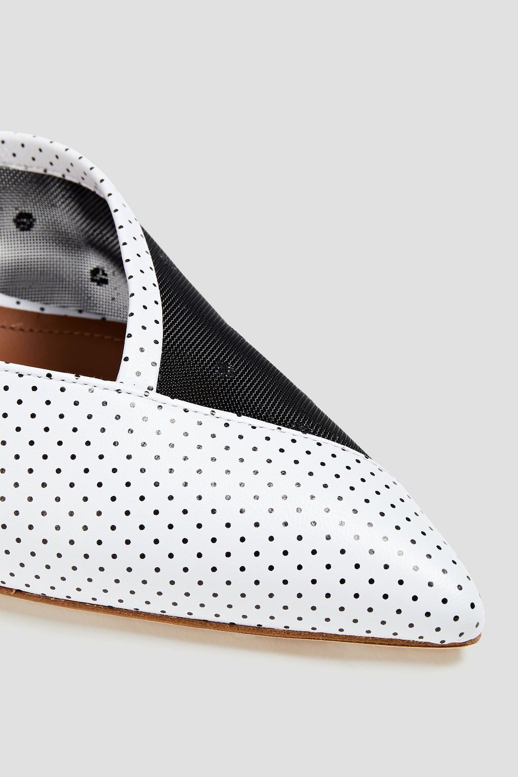 MALONE SOULIERS Vita 70 polka-dot leather and glittered mesh mules