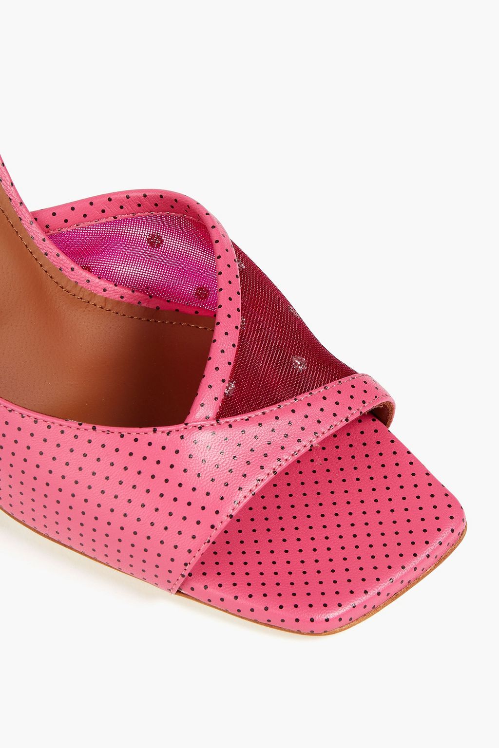 MALONE SOULIERS Vida 70 mesh-paneled polka-dot leather mules