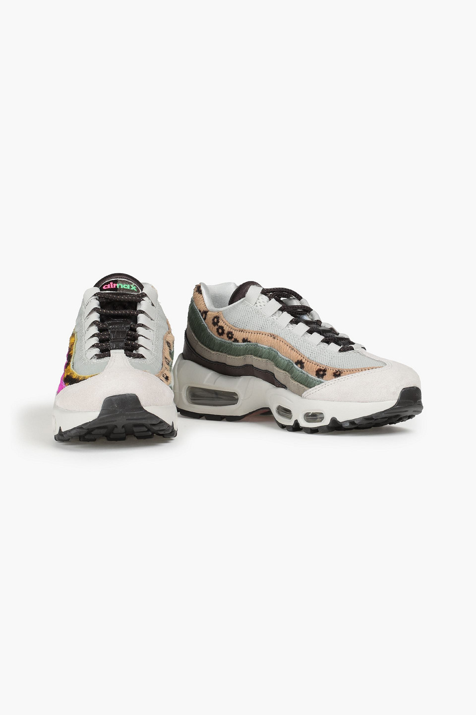 Nike Air Max 95 Patchwork-effect Calf Hair And Mesh Trainers In Grey