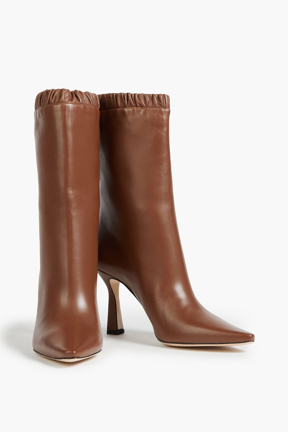 Wandler Lina Gathered Leather Ankle Boots In Brown