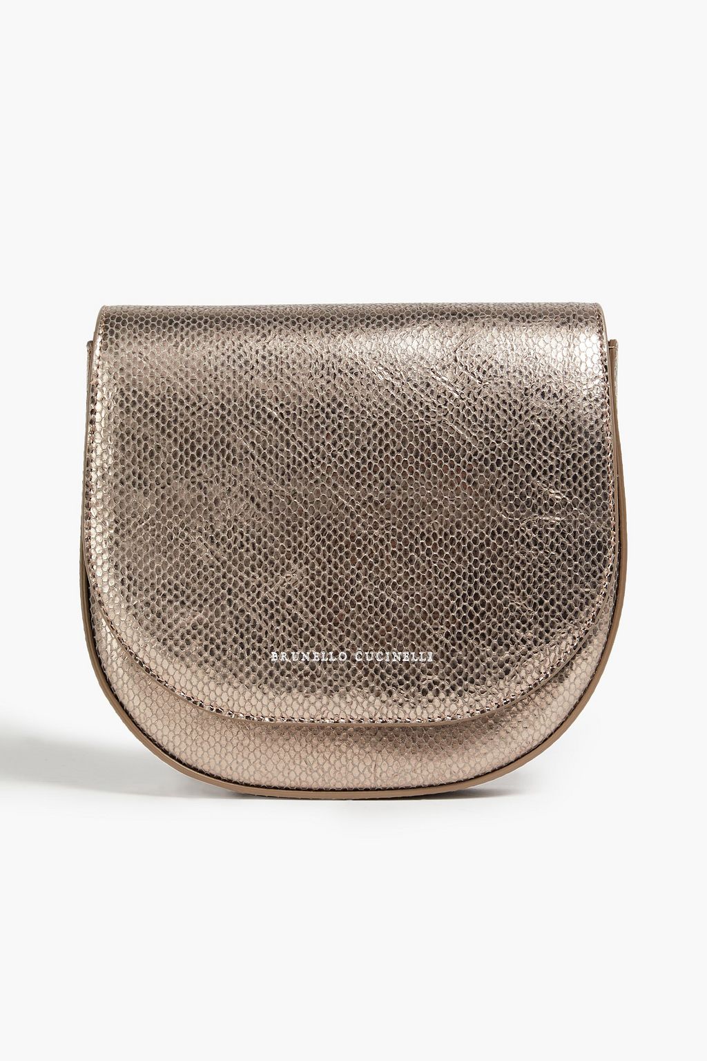BRUNELLO CUCINELLI Metallic snake-effect leather shoulder bag