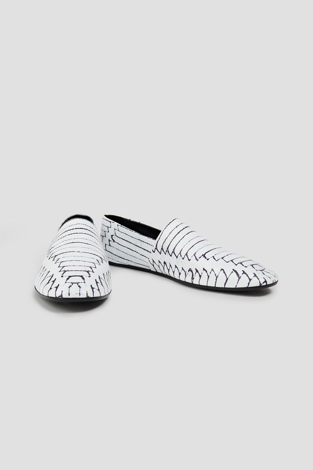 MM6 MAISON MARGIELA حذاء لوفر بكعب قابل للطي من الجلد مطبوع برسومات