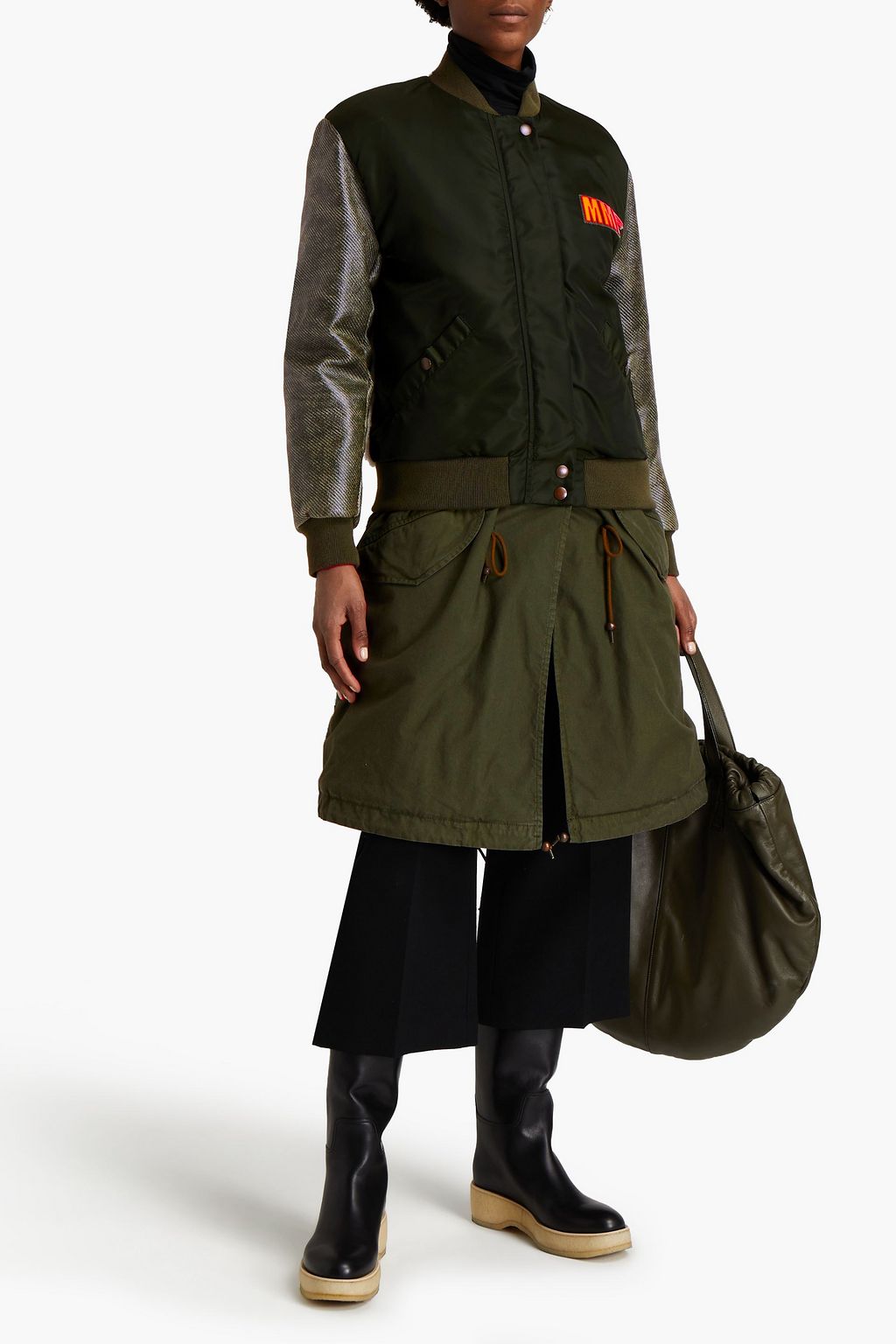 MR & MRS ITALY Clark Ross paneled embellished canvas, crepe and shell coat