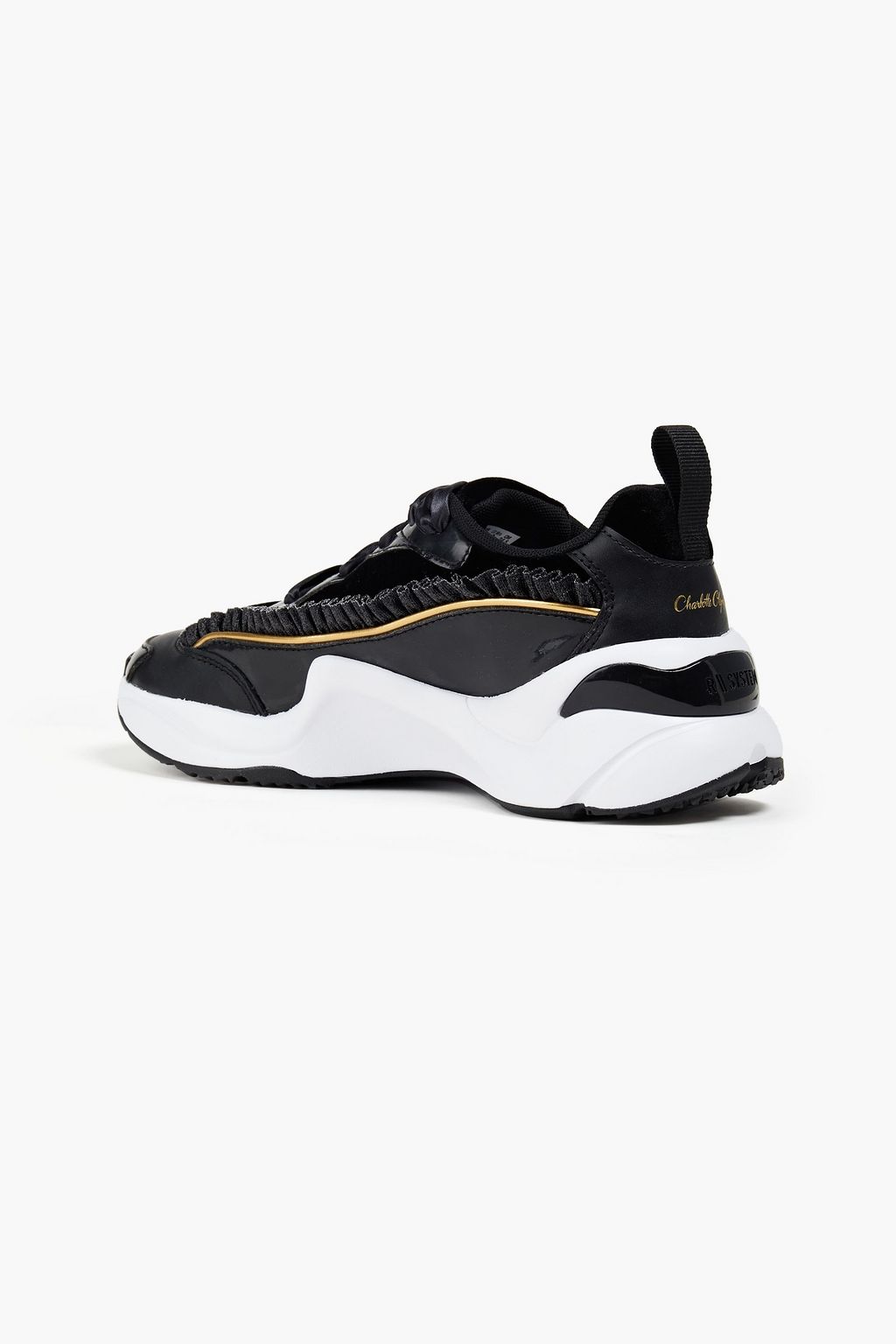 PUMA X CHARLOTTE OLYMPIA Rise Nu metallic-trimmed ruffled leather sneakers