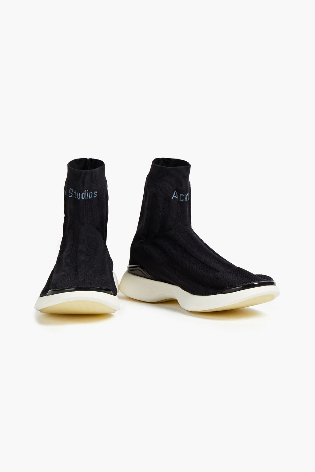 ACNE STUDIOS Tristan jacquard-trimmed stretch-knit high-top sneakers