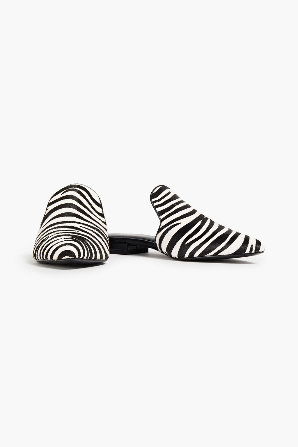 RACHEL ZOE Natalie leather-trimmed leopard-print calf hair slippers