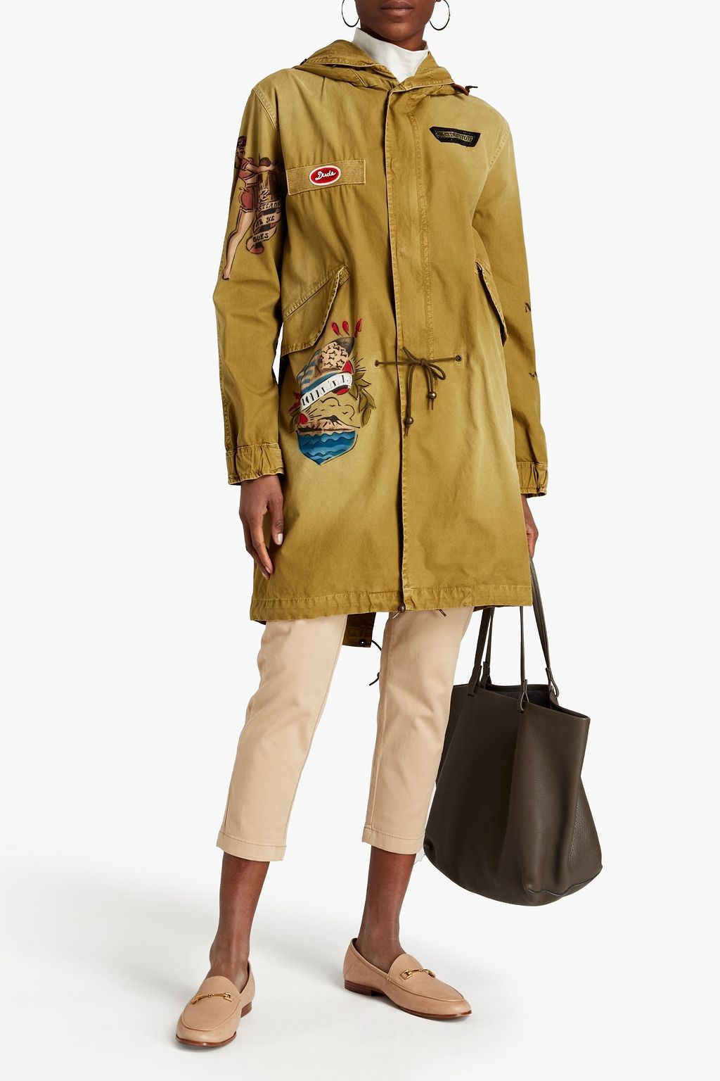MR & MRS ITALY Embellished printed cotton-canvas hooded parka