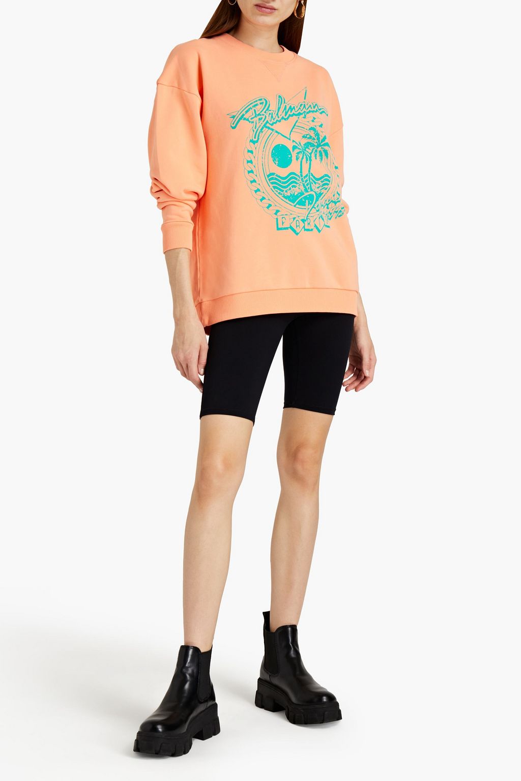 BALMAIN Printed French cotton-terry sweatshirt