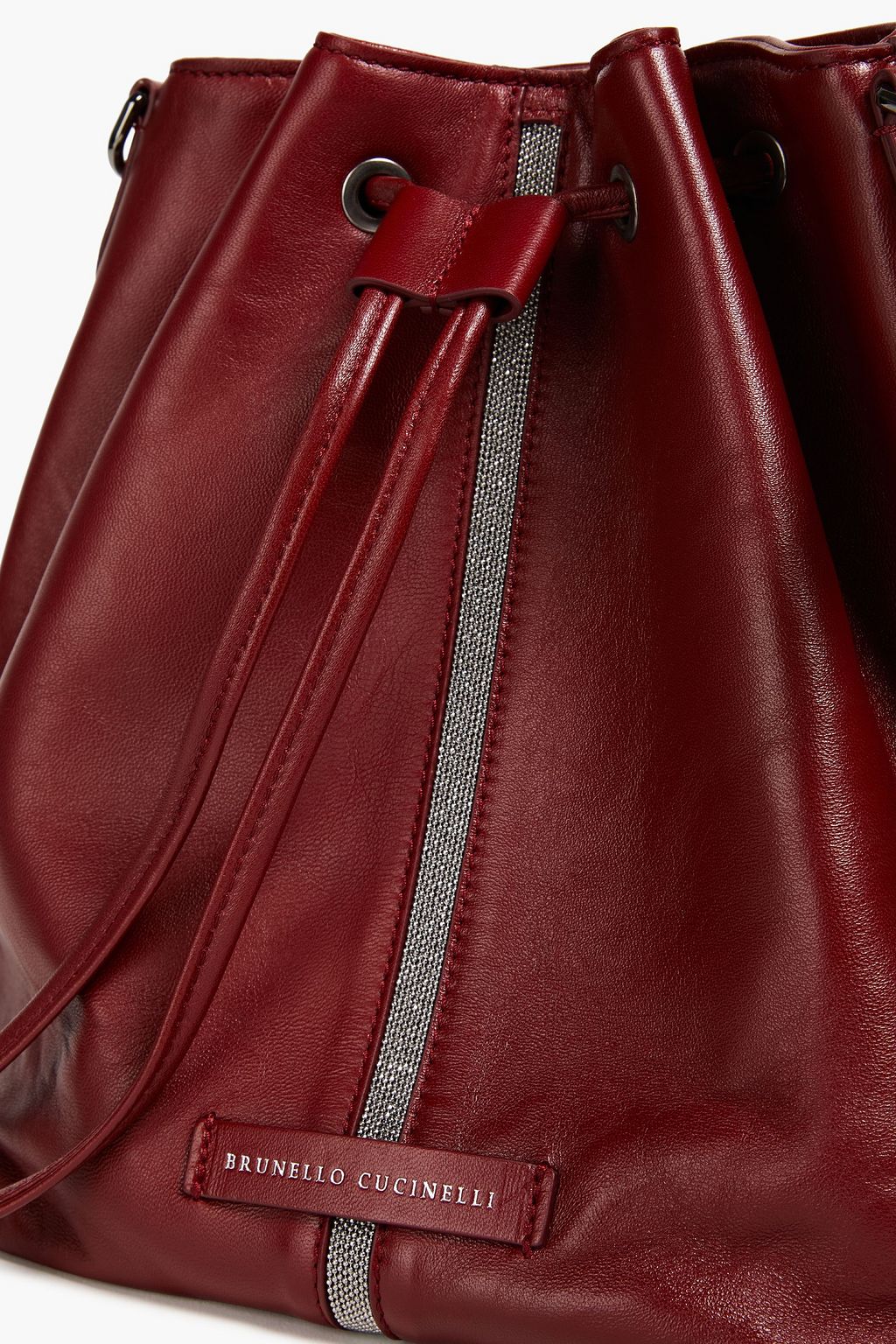 BRUNELLO CUCINELLI Bead-embellished leather bucket bag