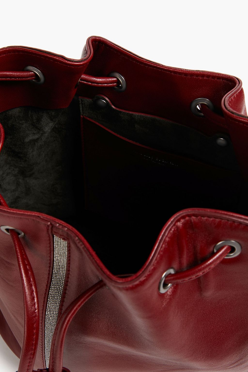 BRUNELLO CUCINELLI Bead-embellished leather bucket bag