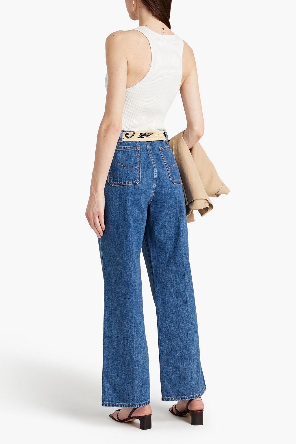 LANVIN Belted high-rise flared jeans