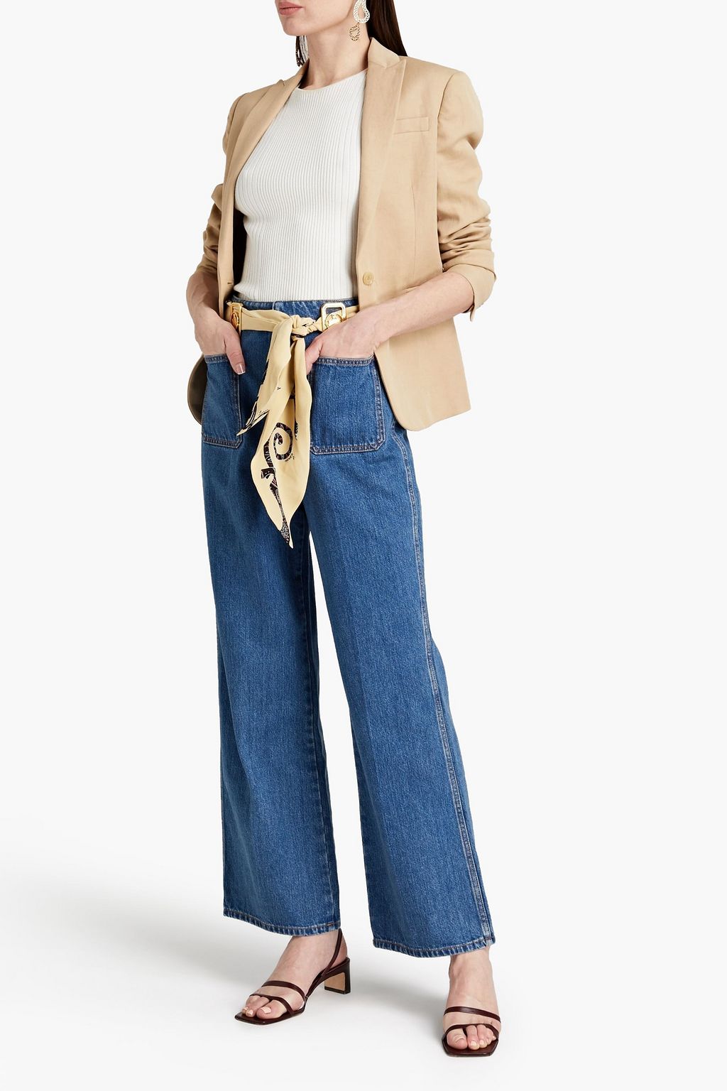 LANVIN Belted high-rise flared jeans