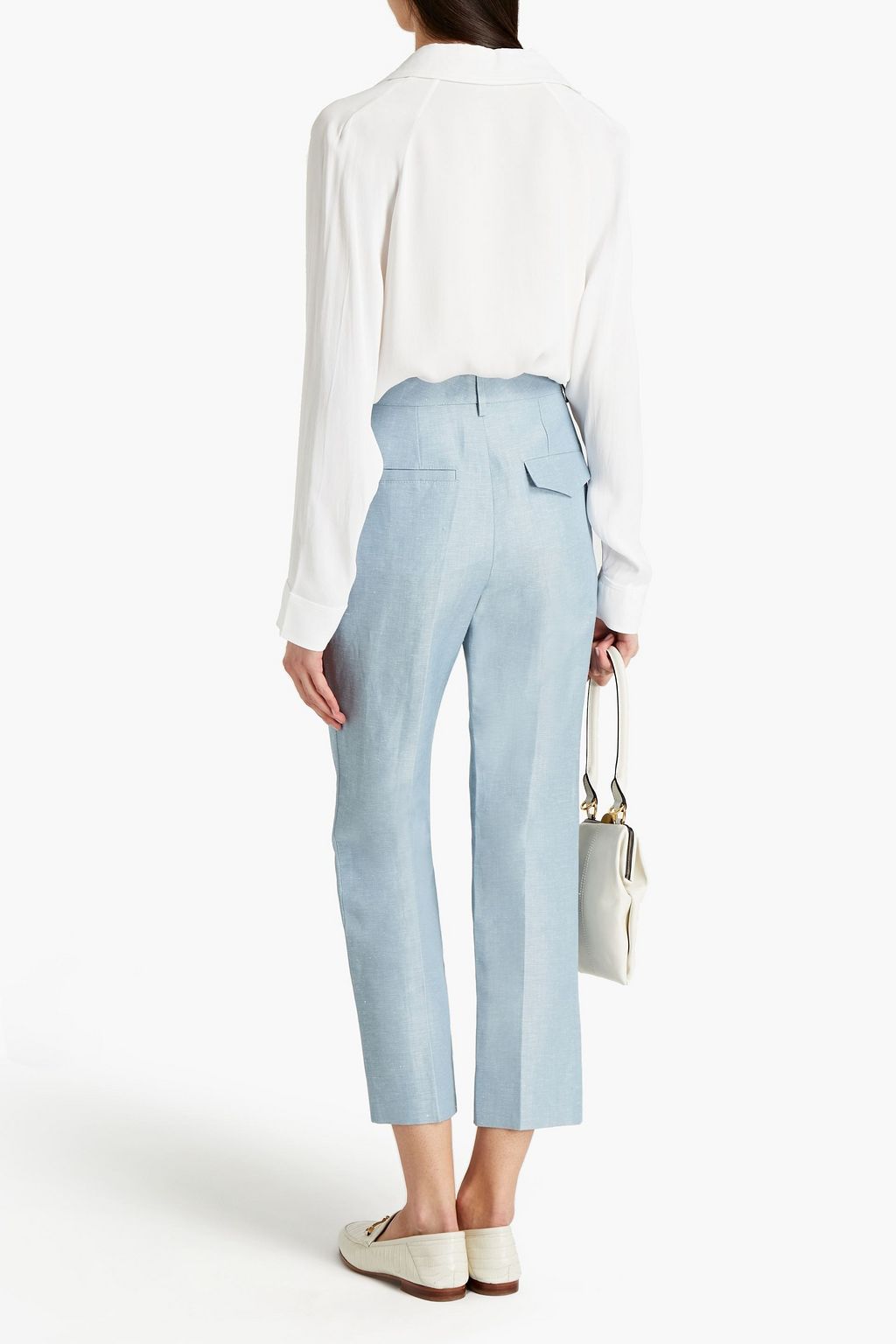 LANVIN Cropped wool and linen-blend twill straight-leg pants