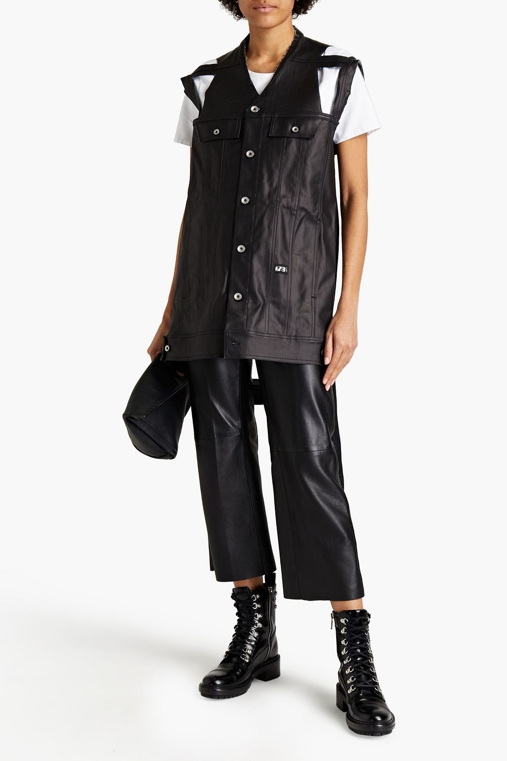 DRKSHDW BY RICK OWENS Jumbo Trucker cutout coated denim vest