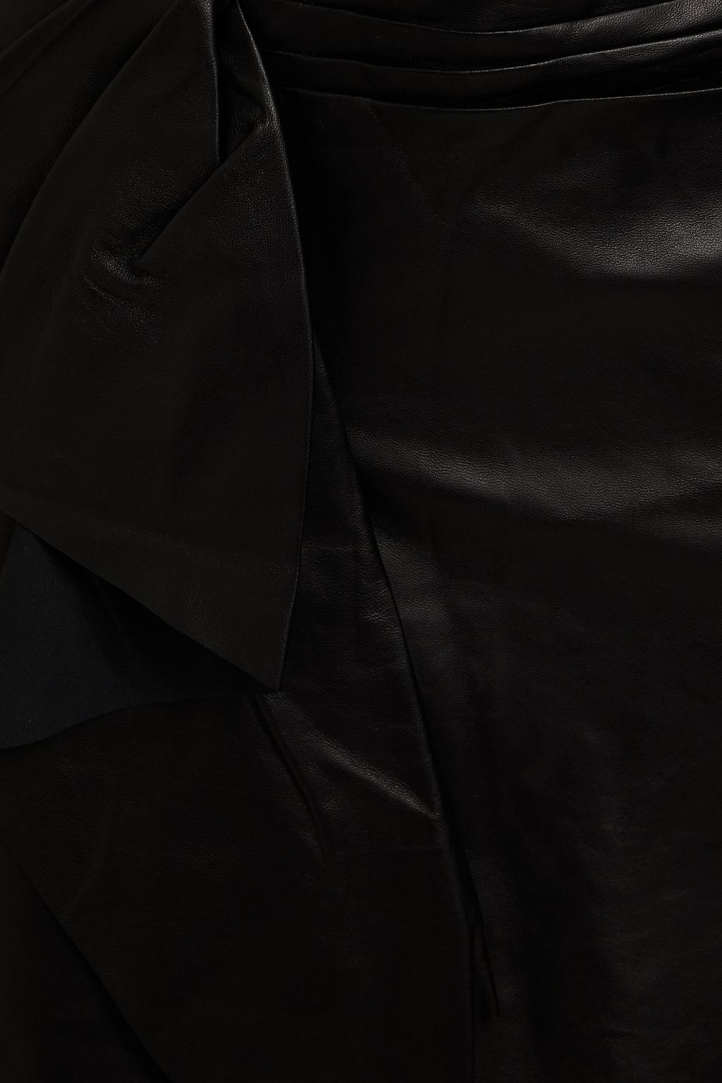 IRO Zyrma draped pintucked leather mini skirt