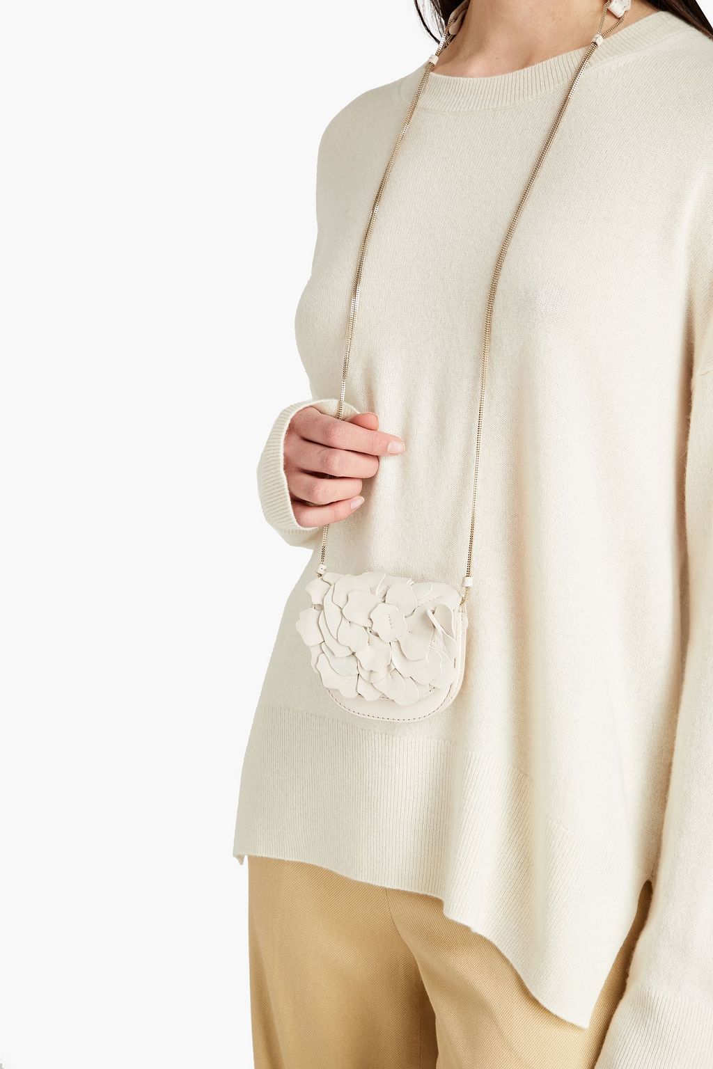 BRUNELLO CUCINELLI Appliquéd leather shoulder bag