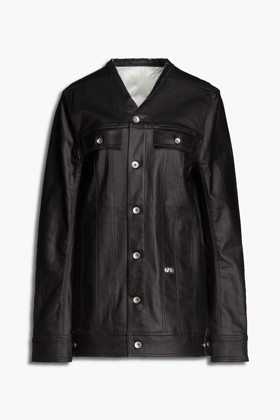 Drkshdw By Rick Owens Woman Oversized Coated-denim Jacket Black