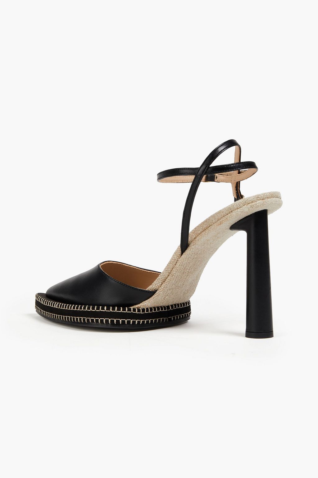 JACQUEMUS Suede-trimmed canvas and leather pumps