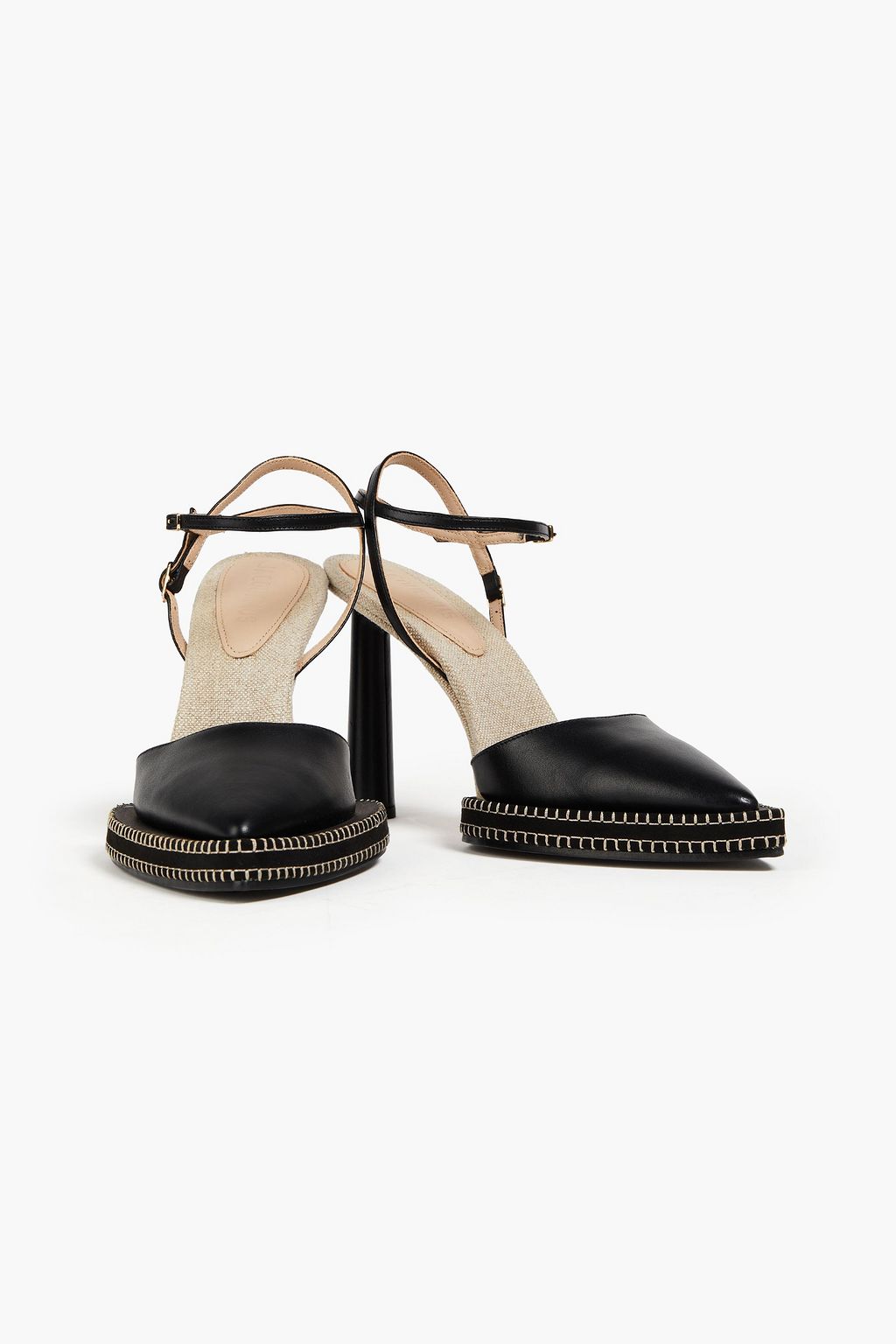 JACQUEMUS Suede-trimmed canvas and leather pumps