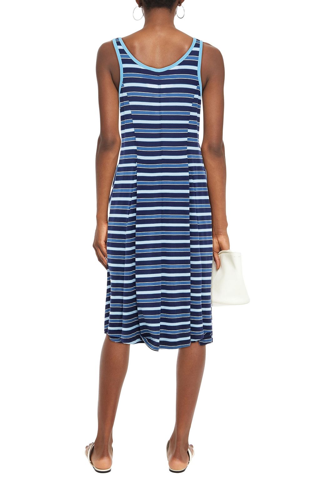 MARNI Pleated striped cotton-jersey midi dress