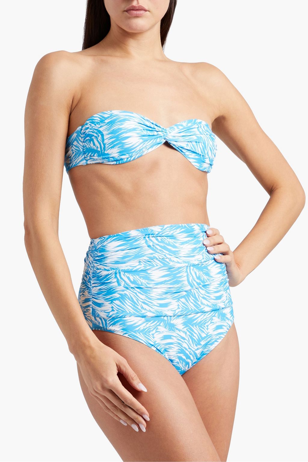 MELISSA ODABASH Lyon ruched tiger-print high-rise bikini briefs
