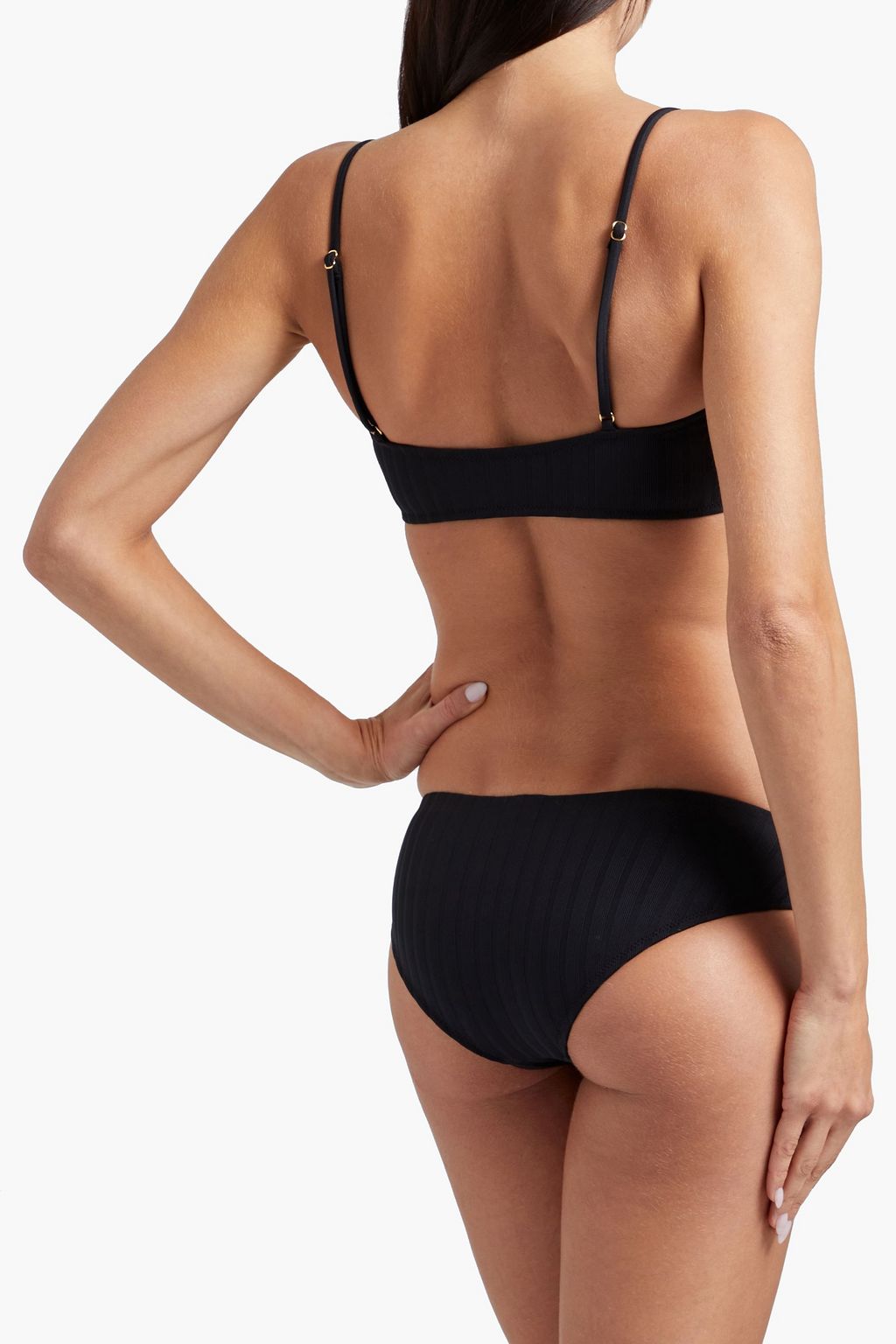 MELISSA ODABASH Tortola embellished seersucker bandeau bikini top