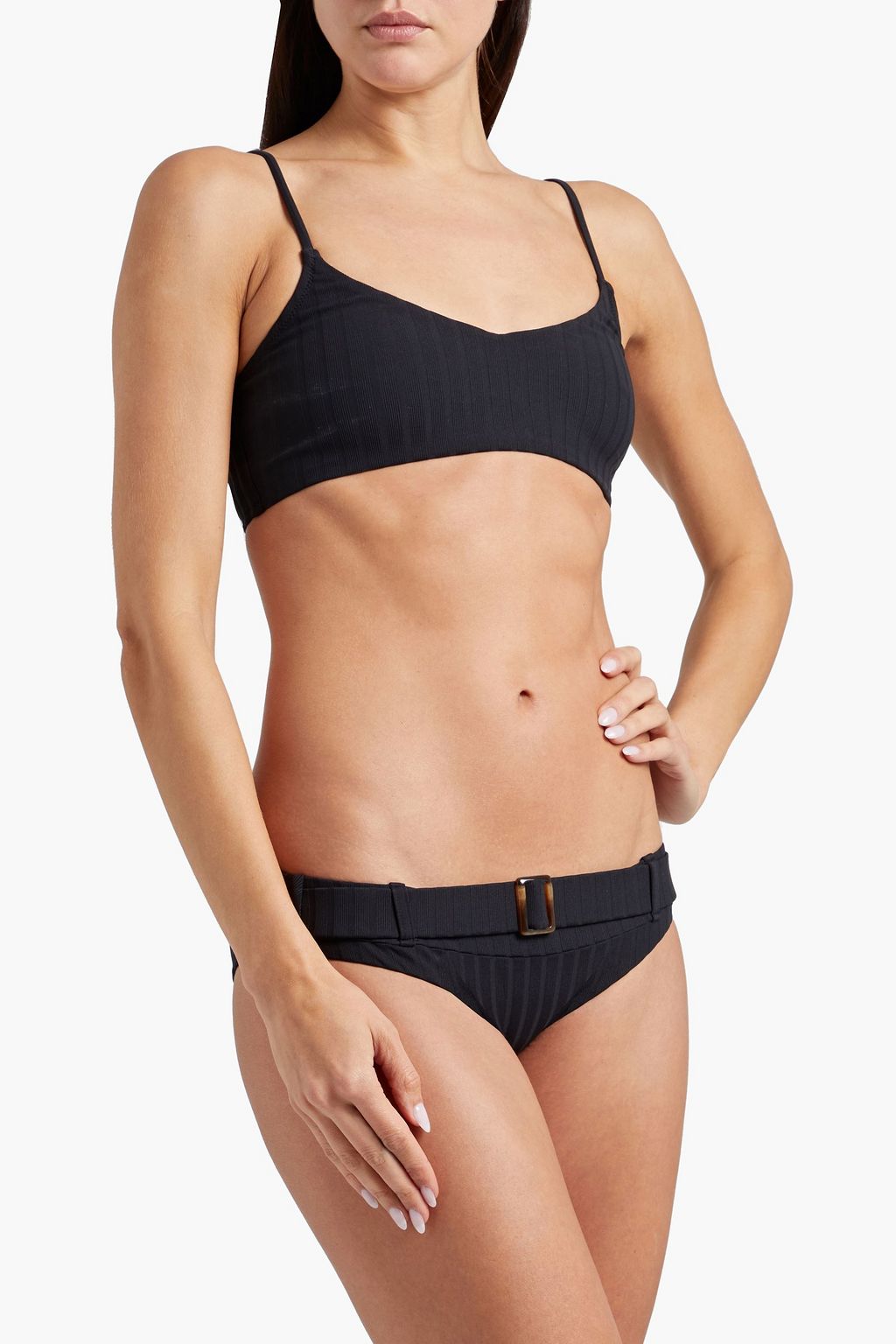MELISSA ODABASH Tortola embellished seersucker bandeau bikini top