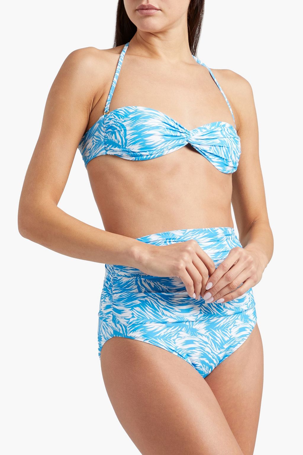MELISSA ODABASH Lyon twist-front printed bandeau bikini top