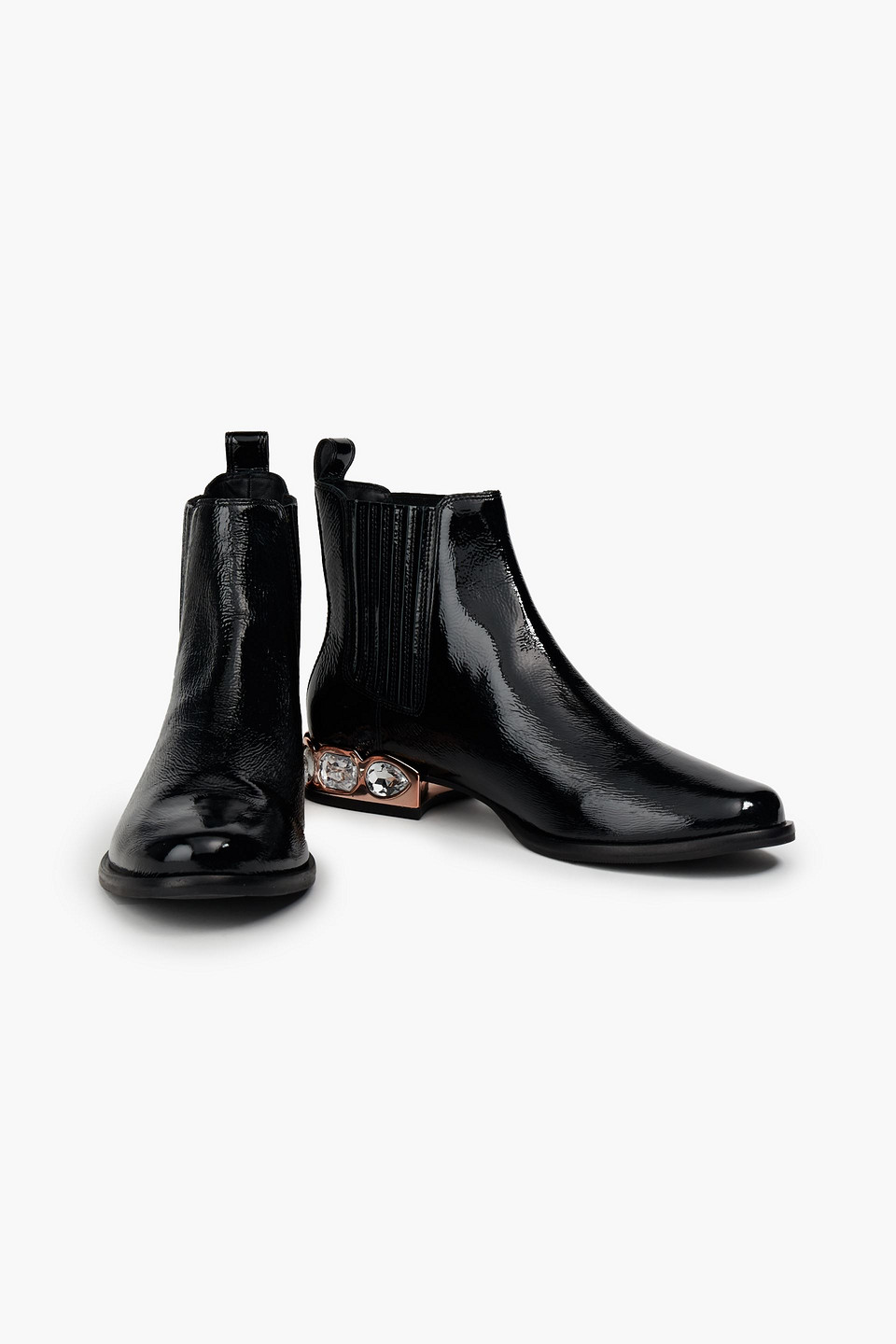 Sophia Webster Bessie Cracked Patent-leather Chelsea Boots In Black