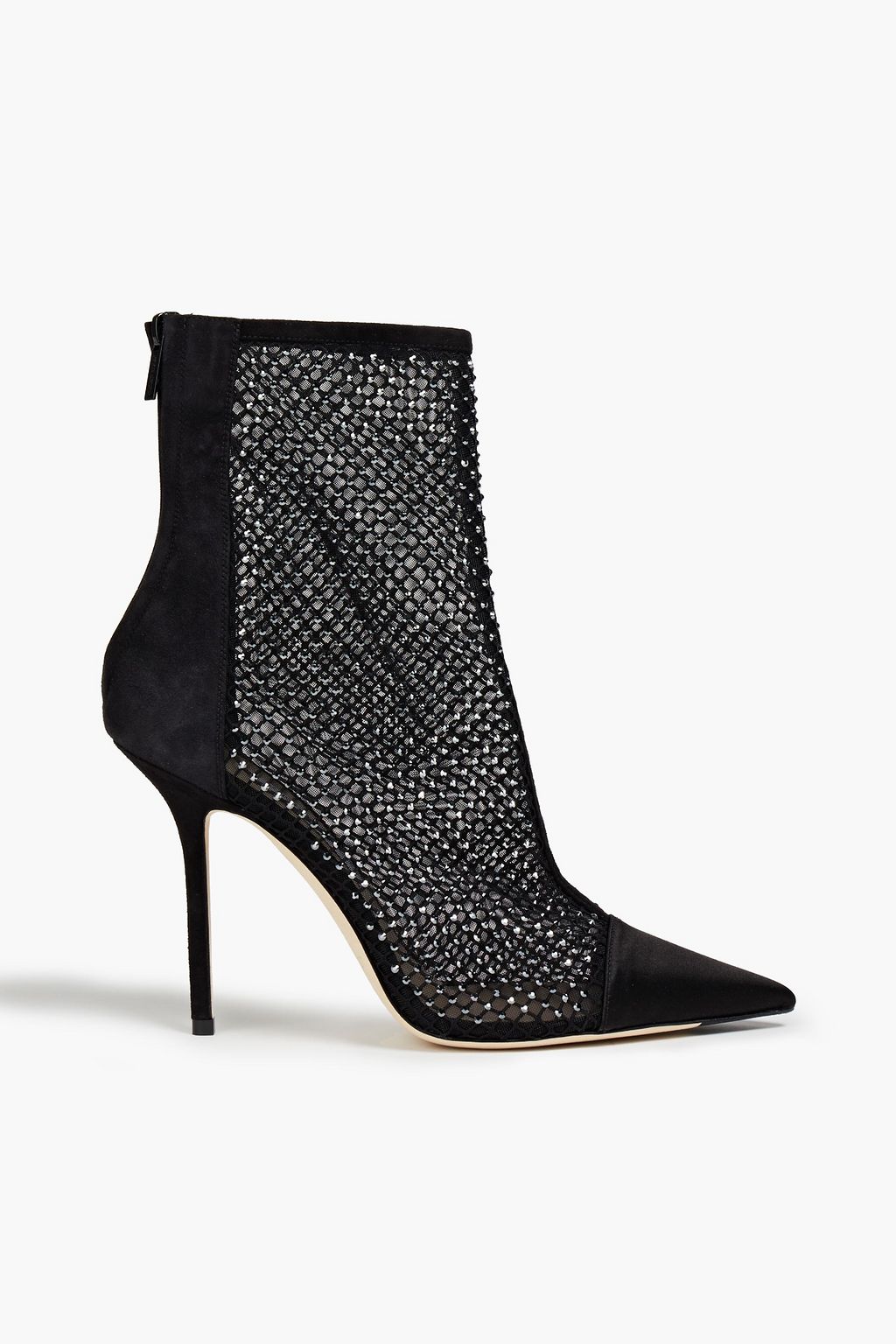 JIMMY CHOO Embellished mesh and satin ankle boots | THE OUTNET