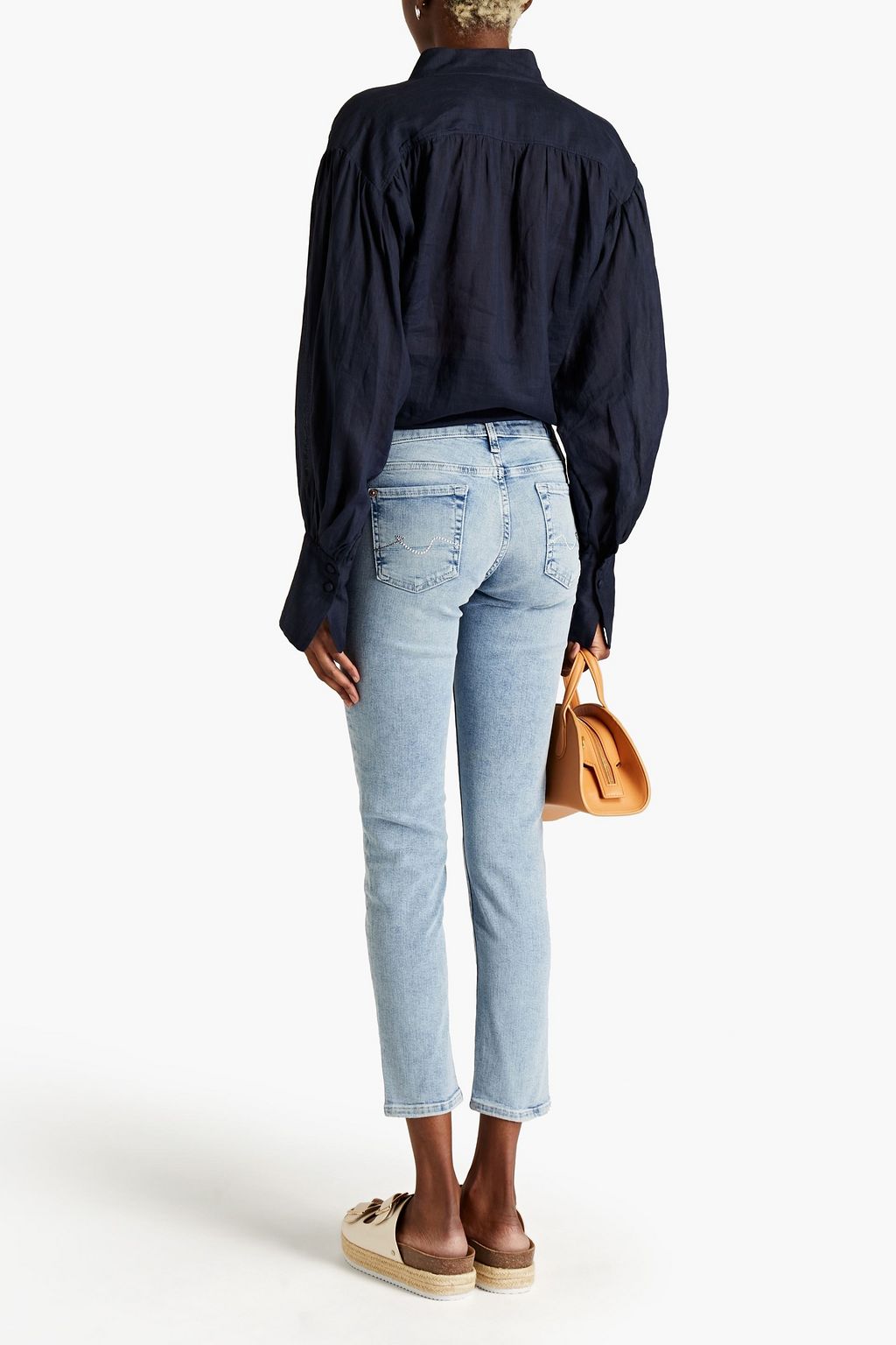 7 FOR ALL MANKIND Pyper cropped embellished mid-rise slim-leg jeans