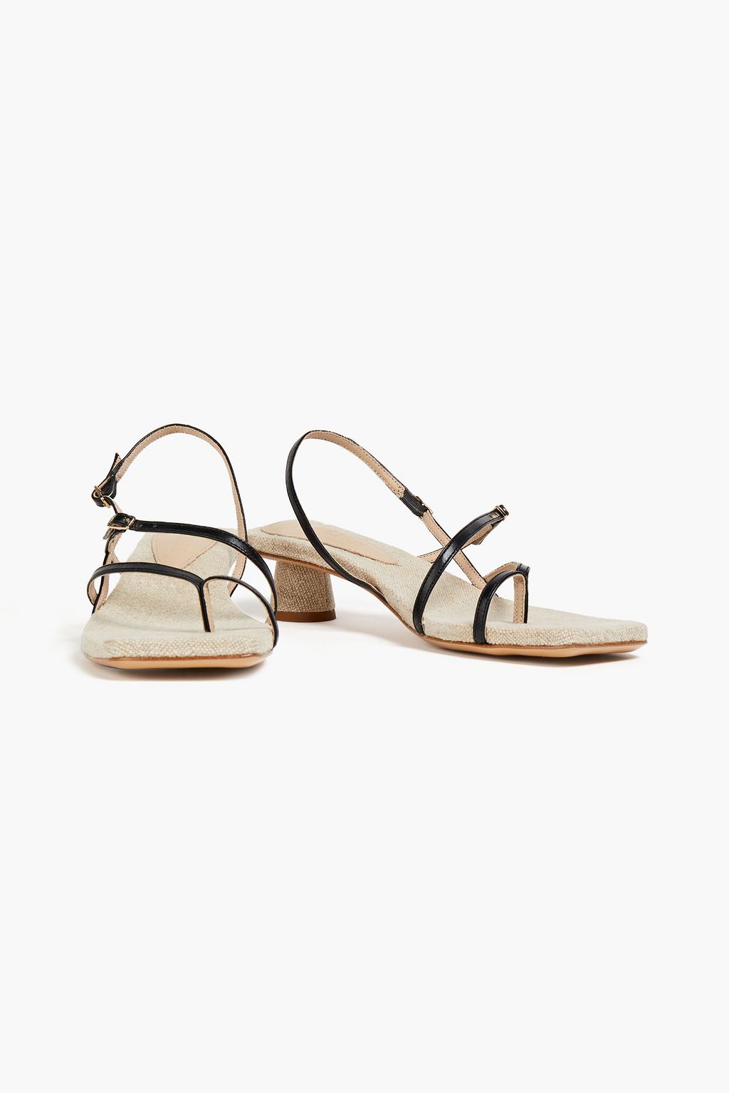 JACQUEMUS Leather and canvas slingback sandals