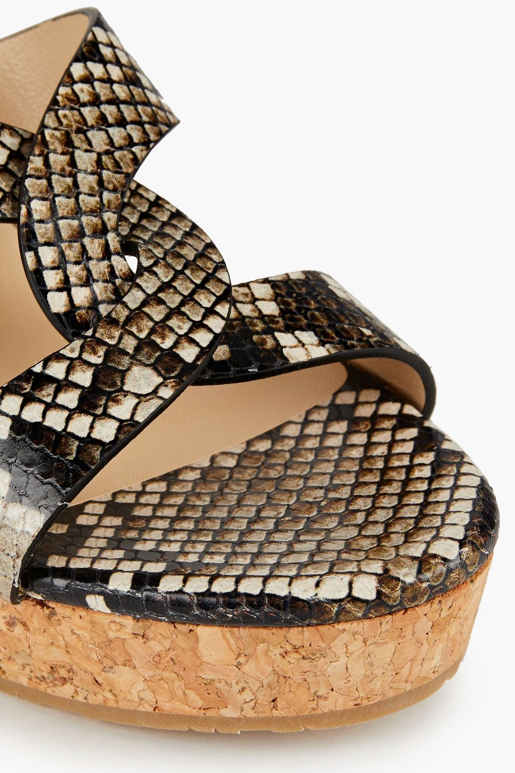 JIMMY CHOO Aleili 100 snake-effect leather wedge sandals