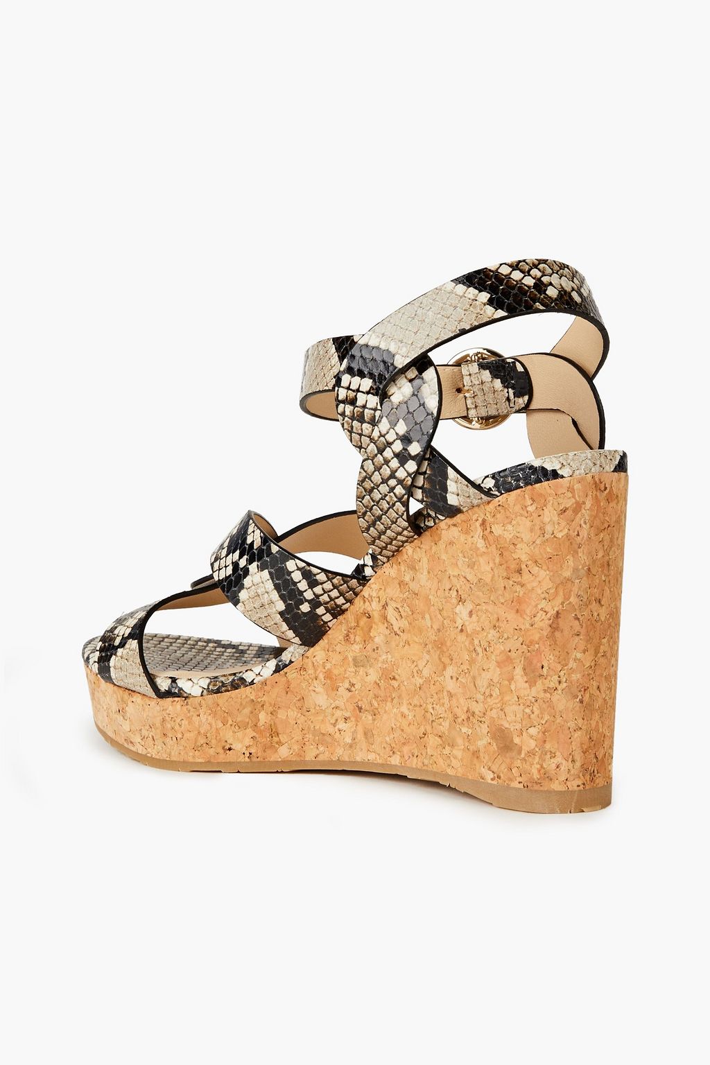 JIMMY CHOO Aleili 100 snake-effect leather wedge sandals
