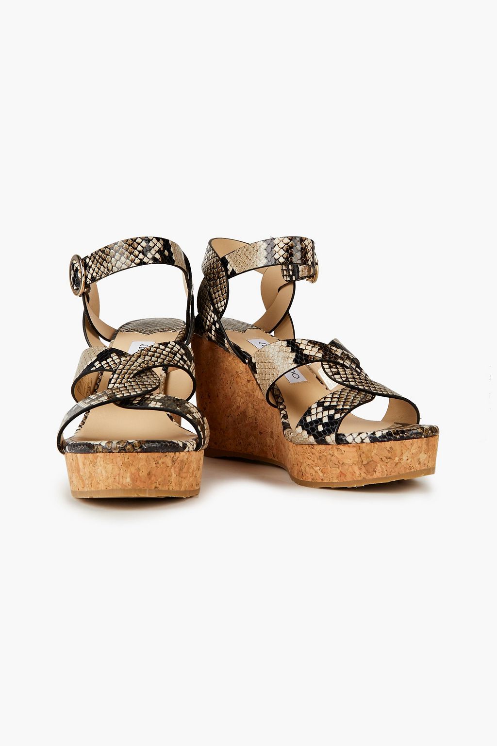 JIMMY CHOO Aleili 100 snake-effect leather wedge sandals | THE OUTNET