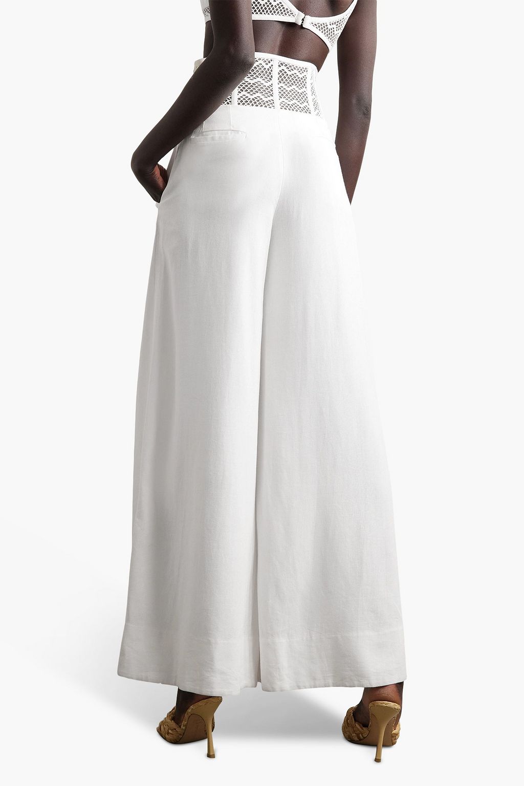 PATBO Tulle-trimmed woven wide-leg pants