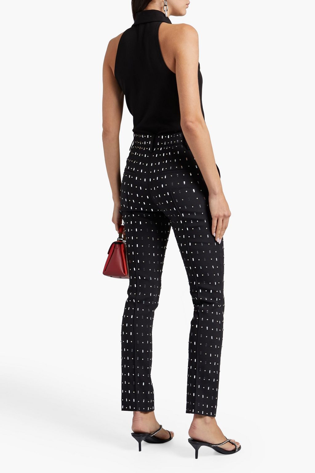 VALENTINO GARAVANI Embellished wool-blend crepe slim-leg pants