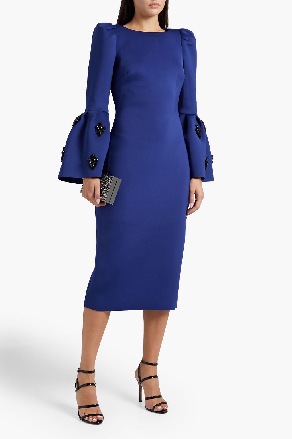 BADGLEY MISCHKA Crystal-embellished ponte midi dress